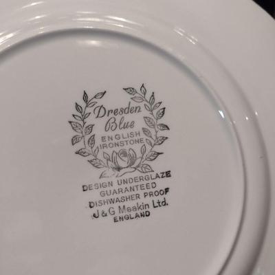 J&G Meakin Dresden Blue English Ironstone- Approx 40 Pieces, 8 Place Settings