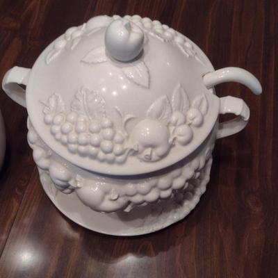 Sig Japanese Porcelain- Three Pieces- Gravy Boat, Pitcher, Covered Soup Taurine with Plate and Ladle