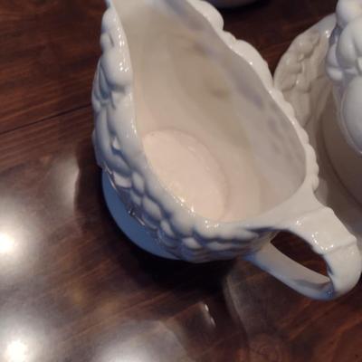 Sig Japanese Porcelain- Three Pieces- Gravy Boat, Pitcher, Covered Soup Taurine with Plate and Ladle