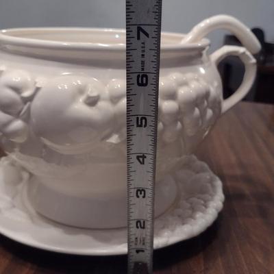 Sig Japanese Porcelain- Three Pieces- Gravy Boat, Pitcher, Covered Soup Taurine with Plate and Ladle