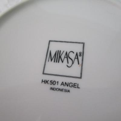 Sale Photo Thumbnail #368: New American Greetings plate is 6" across & has "Consider Yourself Hugged" on it; new condition Mikasa dish is Model HK 501 Angel 4-3/4" across; excellent condition Spoon Holder is 9" long