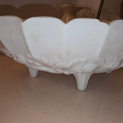 Milk glass fruit bowl