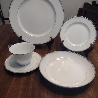 Imperial China- White with Platinum Rim- Approx 34 Pieces