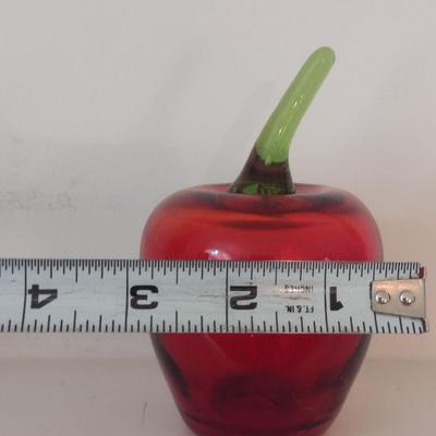 Hand Blown Art Glass Apple- Possibly Viking- Approx 4 1/2" Tall