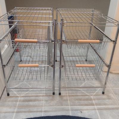 Pair of Metal Wire Two Drawer Organizers