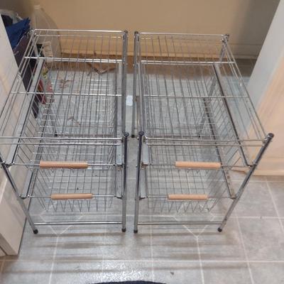 Pair of Metal Wire Two Drawer Organizers
