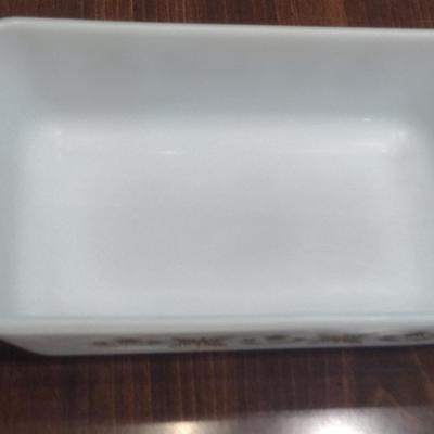 Vintage Fire King 'Green Meadow' Milk Glass Bread Pan
