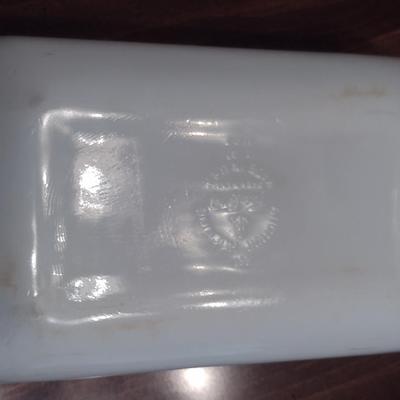Vintage Fire King 'Green Meadow' Milk Glass Bread Pan