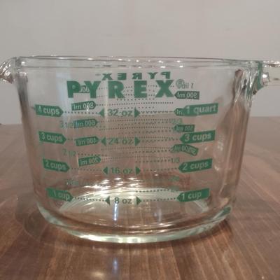 Pair of Pyrex Measuring Cups- One Cup and One Quart Capacities