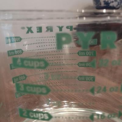 Pair of Pyrex Measuring Cups- One Cup and One Quart Capacities