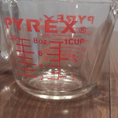 Pair of Pyrex Measuring Cups- One Cup and One Quart Capacities