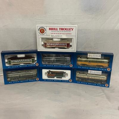 7 NIB Bachmann HO Trolley Cars (W-MG)