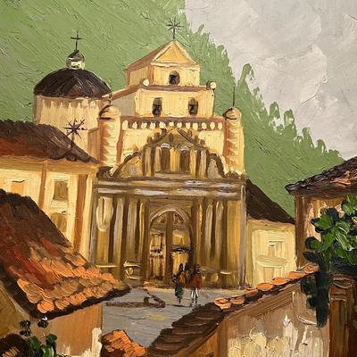 Jorge Guarderas O. Signed Oil Painting ‘Iglesia de Guapulo’ (BR-RG)