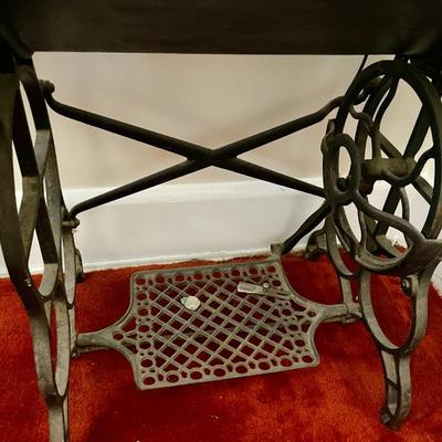 Sale Photo Thumbnail #84: Untested. Comes with attachments, sewing basket & two bolts of upholstery fabric. Table measures 31.5" tall x 34" wide x 18" deep.