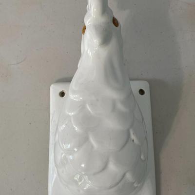 Sale Photo Thumbnail #1111: Includes wooden rooster, rooster trivet and ceramic wall head/hook.