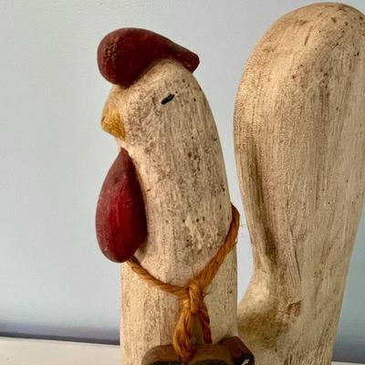 Sale Photo Thumbnail #1107: Includes wooden rooster, rooster trivet and ceramic wall head/hook.