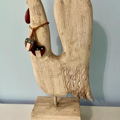 Sale Photo Thumbnail #1106: Includes wooden rooster, rooster trivet and ceramic wall head/hook.