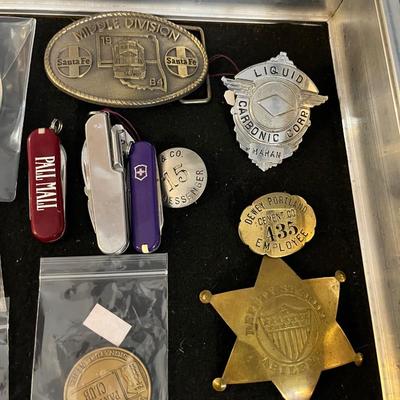 Sale Photo Thumbnail #15: Belt Buckles, Collectors items, Vintage Badges and more.