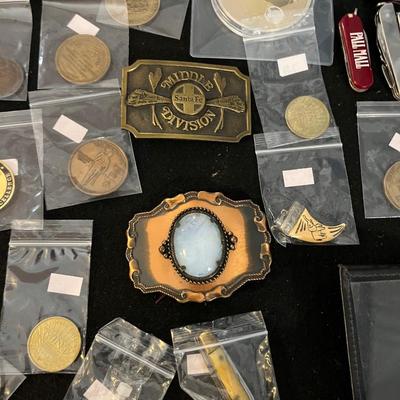 Sale Photo Thumbnail #13: Belt Buckles, Collectors items, Vintage Badges and more.