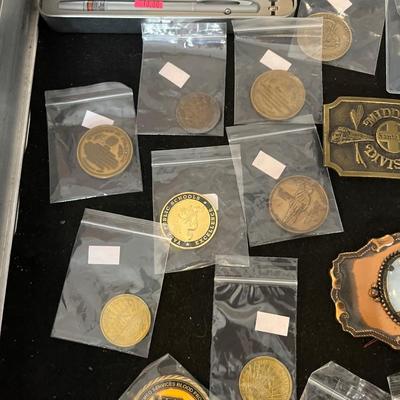 Sale Photo Thumbnail #20: Belt Buckles, Collectors items, Vintage Badges and more.