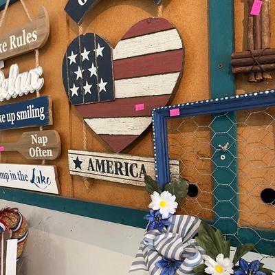 Sale Photo Thumbnail #60: Fourth of July Decorations and Painted signs.