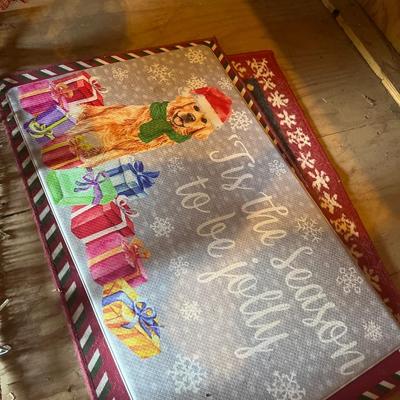 Sale Photo Thumbnail #149: Christmas dog on sled, Christmas rugs