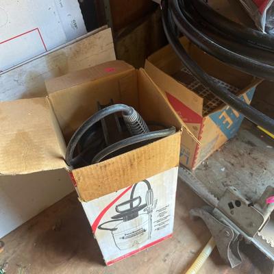 Sale Photo Thumbnail #172: Yard tools, fan, ladder, tiller, chair, hydraulic jack
Shelf does sale