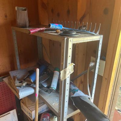 Sale Photo Thumbnail #174: Yard tools, fan, ladder, tiller, chair, hydraulic jack
Shelf does sale