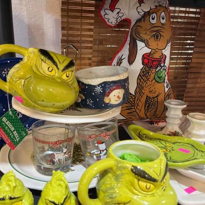 Sale Photo Thumbnail #179: Grinch Cups, s&p and spoon rest. Platters and more.