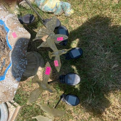 Sale Photo Thumbnail #187: Bird bath, pedestal art, solar items