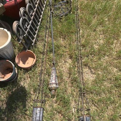 Sale Photo Thumbnail #195: Flower pots, shepherds hooks, rolling yard stool, flower baskets