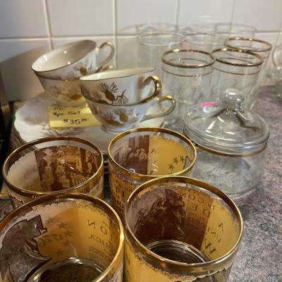 Sale Photo Thumbnail #210: Glasses and Vintage Dishes