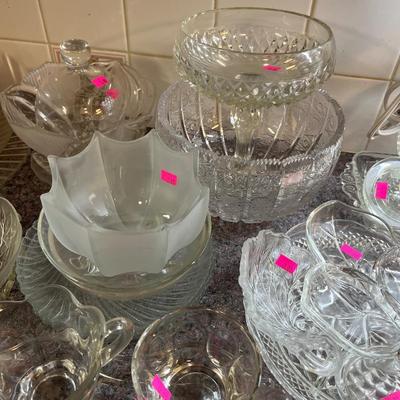 Sale Photo Thumbnail #213: Glassware bowls, serving dishes and more.