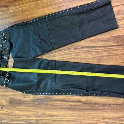 Sale Photo Thumbnail #20: Woman's leather biker chaps PAPA's leather barn black thick size S