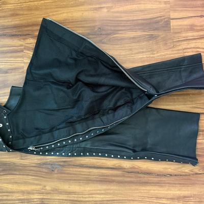 Sale Photo Thumbnail #21: Woman's leather biker chaps PAPA's leather barn black thick size S
