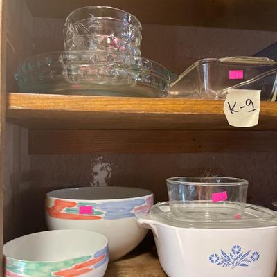 Sale Photo Thumbnail #245: Glass cake pans, and pie plates, corning-ware. and more.