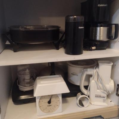 Collection of Small Appliances- Salad Shooter, Cuisinart Coffee Grinder and Maker, Polder Kitchen Scale, etc.