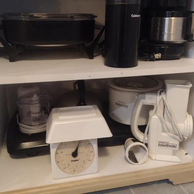Collection of Small Appliances- Salad Shooter, Cuisinart Coffee Grinder and Maker, Polder Kitchen Scale, etc.