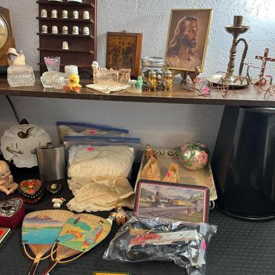 Sale Photo Thumbnail #249: Vintage Baby Clothes, Thimbles, Trinket boxes, Clock.