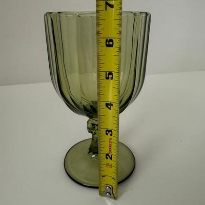 Sale Photo Thumbnail #43: Large Green Grass Glass Goblet. Thick glass