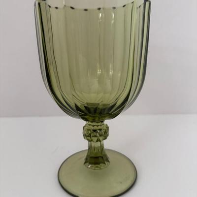 Sale Photo Thumbnail #44: Large Green Grass Glass Goblet. Thick glass