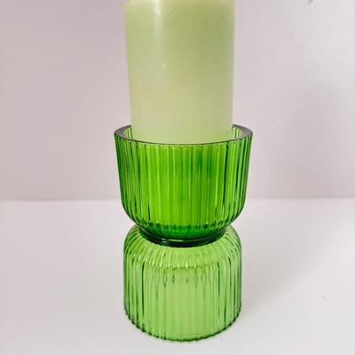 Sale Photo Thumbnail #46: Bright Lime/Grass Green two-sided candle holder. Candle not included