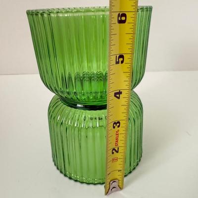 Sale Photo Thumbnail #48: Bright Lime/Grass Green two-sided candle holder. Candle not included
