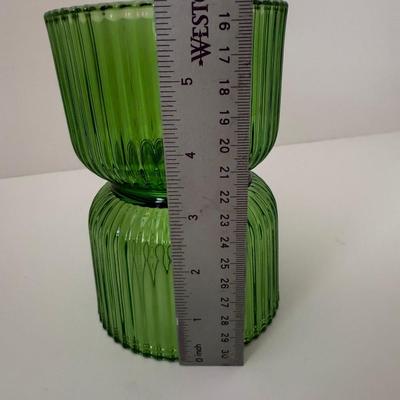Sale Photo Thumbnail #50: Bright Lime/Grass Green two-sided candle holder. Candle not included