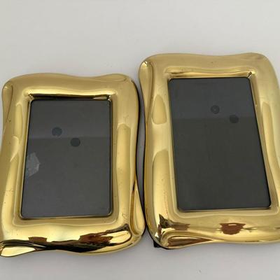 Sale Photo Thumbnail #52: Set of 22 gold color picture frames, different sizes.