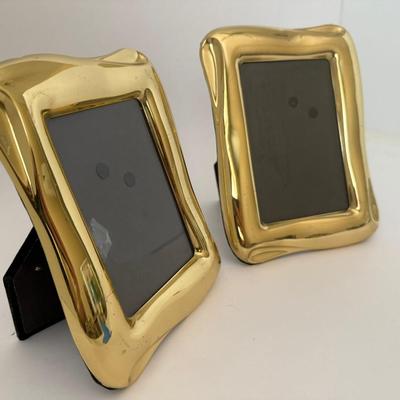 Sale Photo Thumbnail #51: Set of 22 gold color picture frames, different sizes.