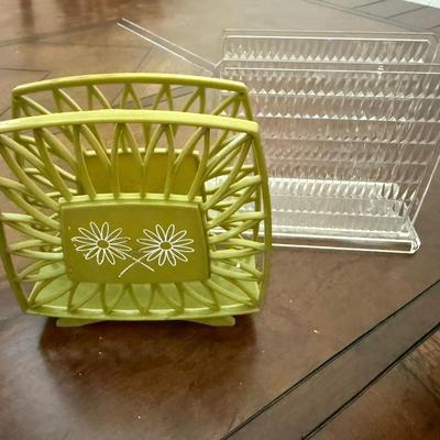 Sale Photo Thumbnail #61: Plastic mismatched Napkin holders, clear transparent and avocado green