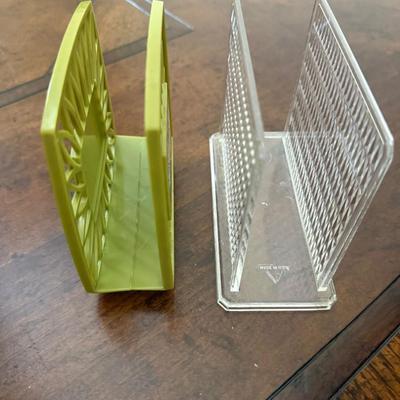 Sale Photo Thumbnail #63: Plastic mismatched Napkin holders, clear transparent and avocado green
