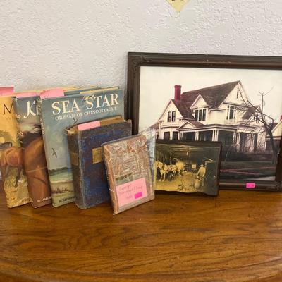 Sale Photo Thumbnail #273: Vintage Table, & Pictures with Books