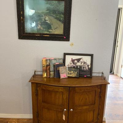 Sale Photo Thumbnail #271: Vintage Table, & Pictures with Books